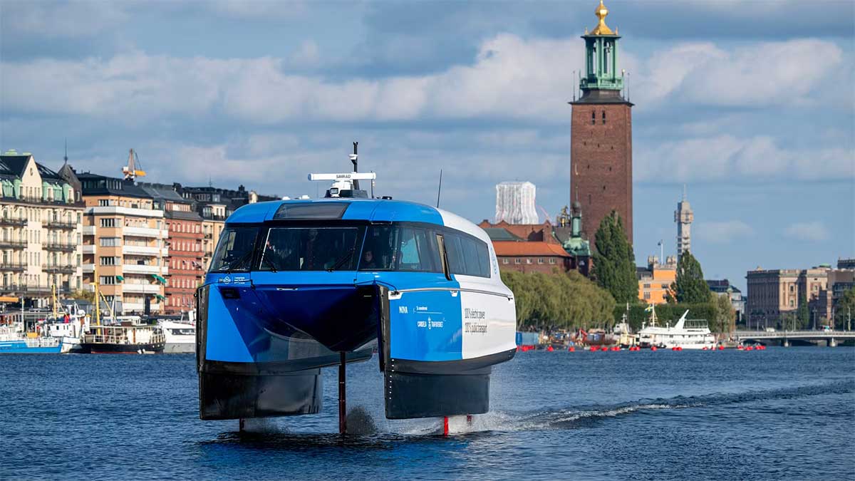 El ferry eléctrico volador de Estocolmo reduce un 94% las emisiones y recorta a la mitad los tiempos de viaje